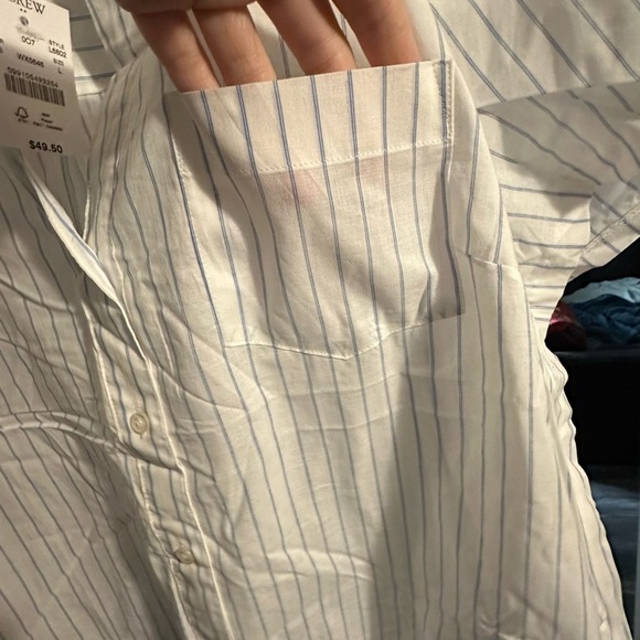 J Crew short sleeve button down v neck tie front top - Picture 7 of 8